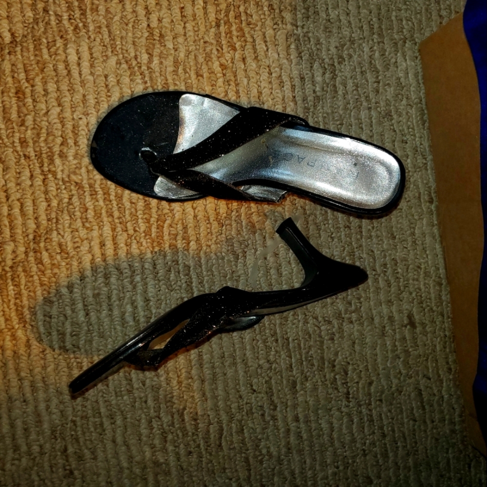 Rampage Black and Silver Heeled Sandals